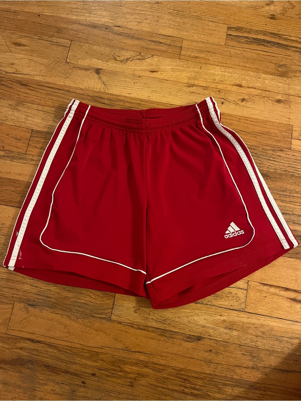 Adidas Vintage Red Climalite Shorts with White Accents